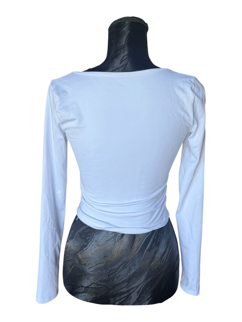 Hollister White Square Neck Long Sleeve Crop Top Womens Small - Picture 4 of 7
